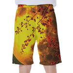 Yellow Full Moon Print Men's Beach Shorts