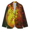 Yellow Full Moon Print Men's Blazer