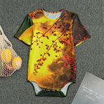 Yellow Full Moon Print Men's Bodysuit