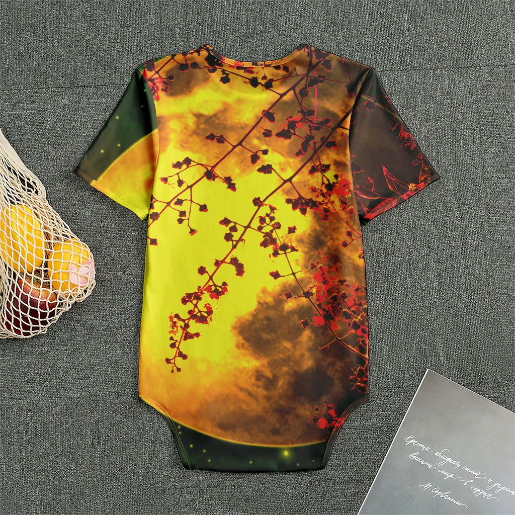 Yellow Full Moon Print Men's Bodysuit
