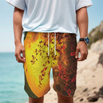 Yellow Full Moon Print Men's Cargo Shorts