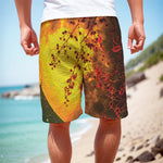 Yellow Full Moon Print Men's Cargo Shorts