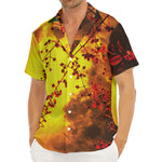 Yellow Full Moon Print Men's Deep V-Neck Shirt