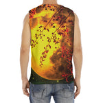 Yellow Full Moon Print Men's Fitness Tank Top