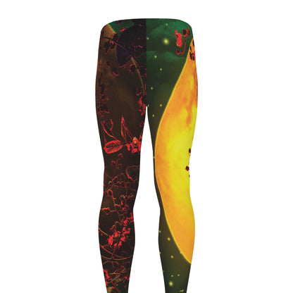 Yellow Full Moon Print Men's leggings