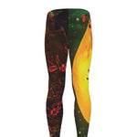 Yellow Full Moon Print Men's leggings