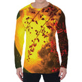 Yellow Full Moon Print Men's Long Sleeve T-Shirt