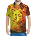Yellow Full Moon Print Men's Polo Shirt