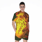 Yellow Full Moon Print Men's Rompers