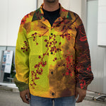 Yellow Full Moon Print Men's Shirt Jacket
