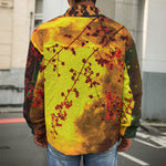 Yellow Full Moon Print Men's Shirt Jacket