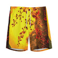 Yellow Full Moon Print Men's Athletic Shorts