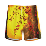 Yellow Full Moon Print Men's Sports Shorts