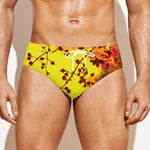 Yellow Full Moon Print Men's Swim Briefs