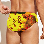 Yellow Full Moon Print Men's Swim Briefs