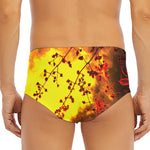 Yellow Full Moon Print Men's Triangle Swim Briefs