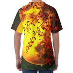 Yellow Full Moon Print Men's Velvet T-Shirt
