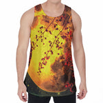 Yellow Full Moon Print Men's Velvet Tank Top
