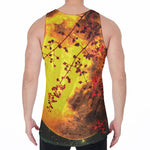 Yellow Full Moon Print Men's Velvet Tank Top