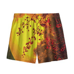Yellow Full Moon Print Mesh Shorts
