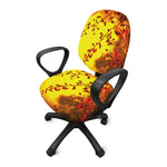 Yellow Full Moon Print Office Chair Cover