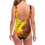 Yellow Full Moon Print One Piece Swimsuit