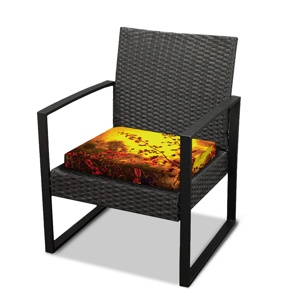 Yellow Full Moon Print Outdoor Seat Cushion Cover