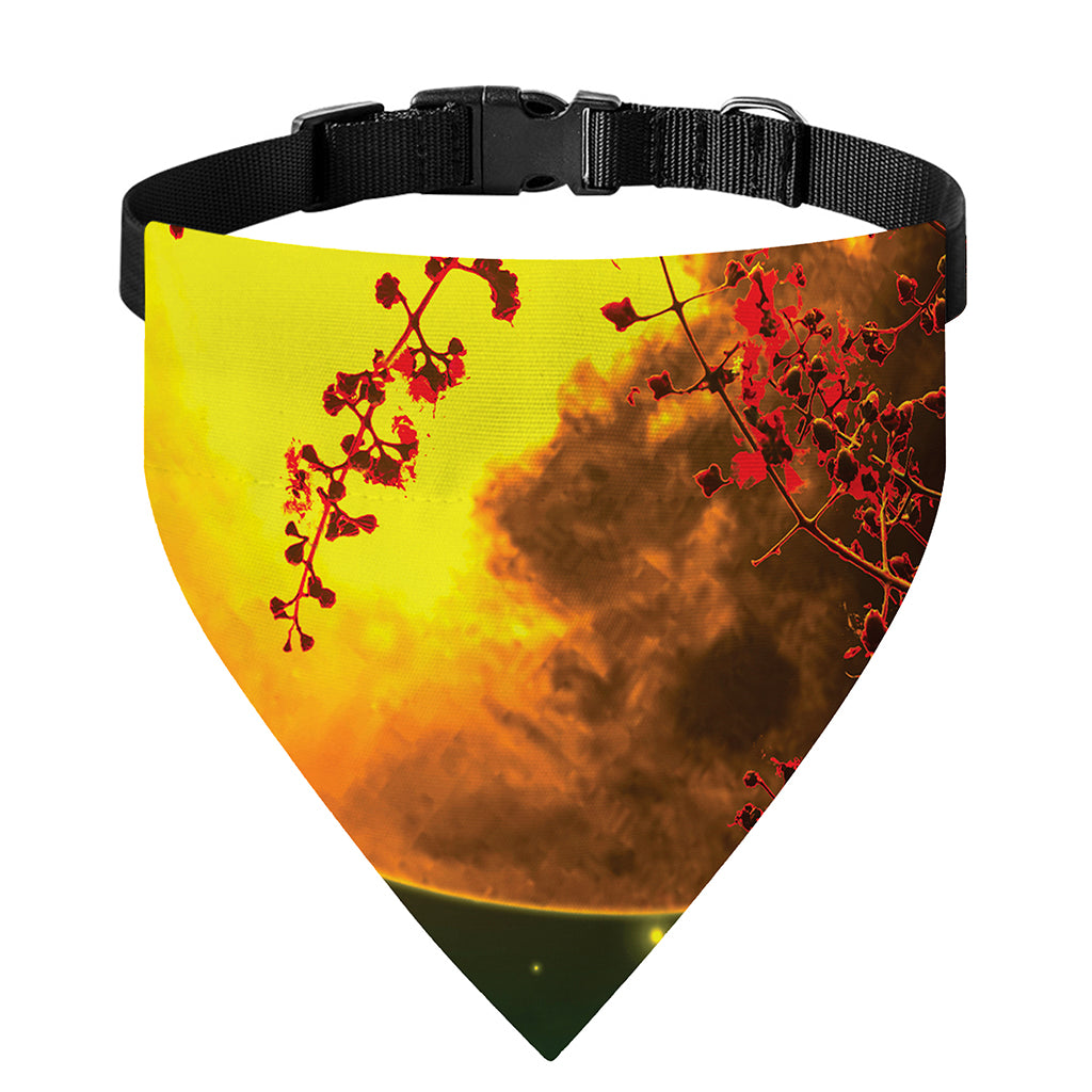 Yellow Full Moon Print Over The Collar Dog Bandana