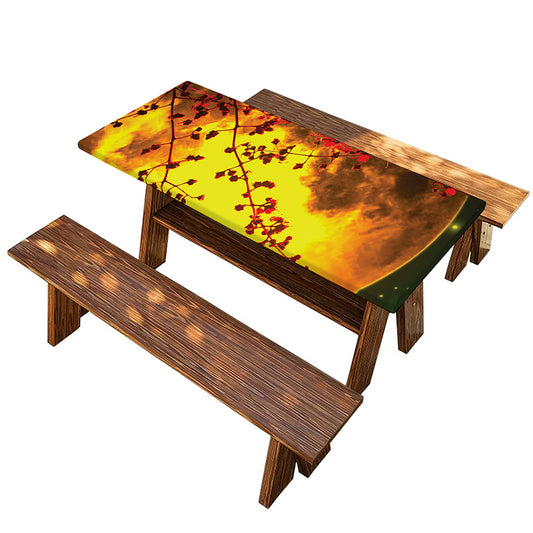 Yellow Full Moon Print Picnic Table Cover
