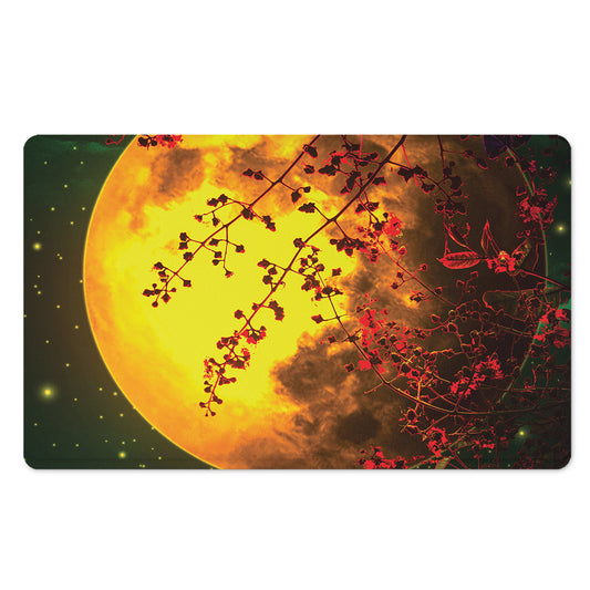 Yellow Full Moon Print Polyester Doormat