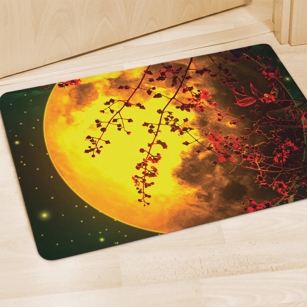 Yellow Full Moon Print Polyester Doormat