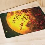 Yellow Full Moon Print Polyester Doormat