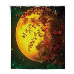 Yellow Full Moon Print Polyester Shower Curtain