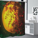 Yellow Full Moon Print Premium Shower Curtain