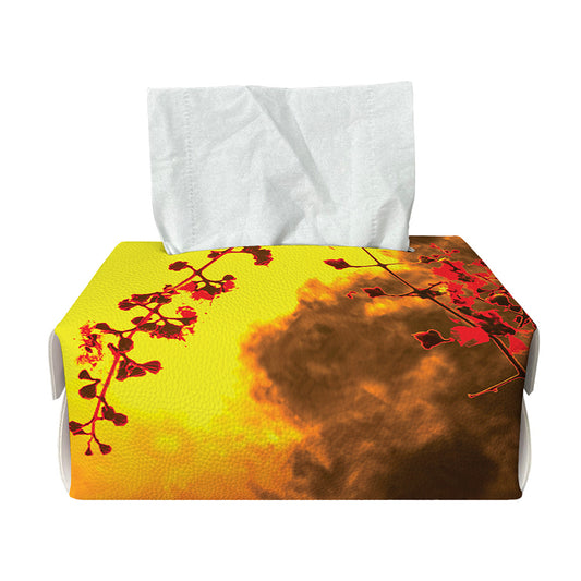 Yellow Full Moon Print Rectangle Tissue Box Cover