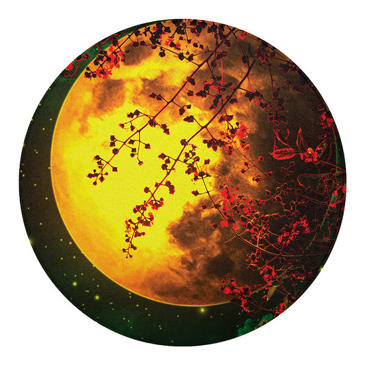 Yellow Full Moon Print Round Blanket