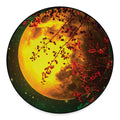 Yellow Full Moon Print Round Floor Mat