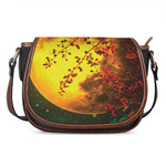 Yellow Full Moon Print Saddle Bag