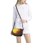 Yellow Full Moon Print Saddle Bag