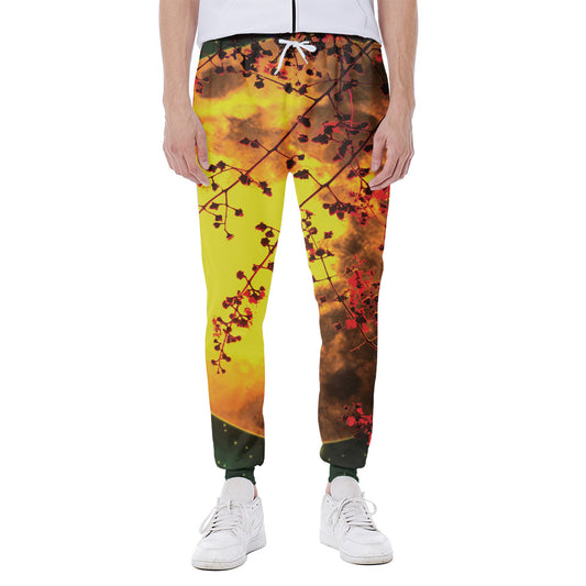 Yellow Full Moon Print Scuba Joggers