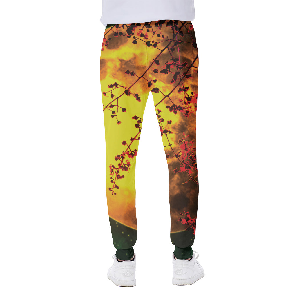 Yellow Full Moon Print Scuba Joggers