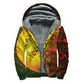 Yellow Full Moon Print Sherpa Lined Zip Up Hoodie