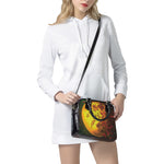 Yellow Full Moon Print Shoulder Handbag