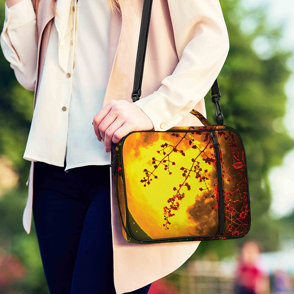 Yellow Full Moon Print Shoulder Strap Bible Bag