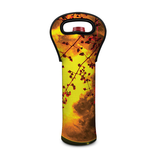 Yellow Full Moon Print Single Neoprene Wine Tote