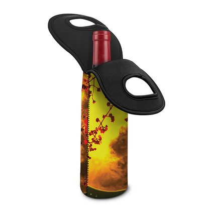 Yellow Full Moon Print Single Neoprene Wine Tote