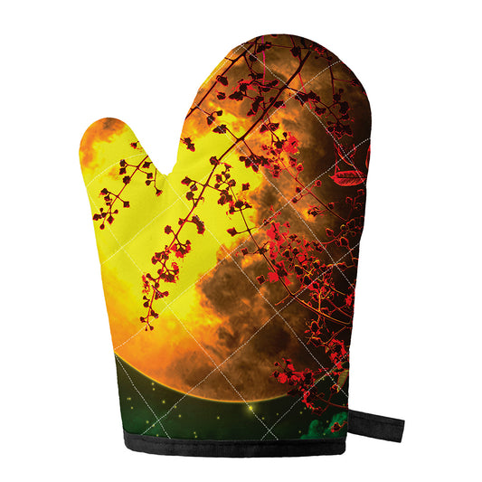 Yellow Full Moon Print Single Oven Mitt