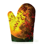 Yellow Full Moon Print Single Oven Mitt