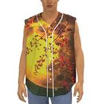 Yellow Full Moon Print Sleeveless Baseball Jersey