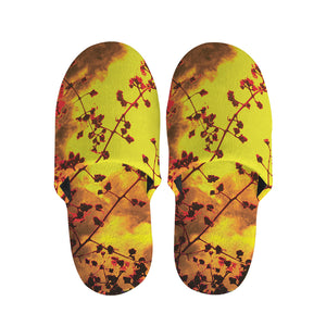 Yellow Full Moon Print Slippers